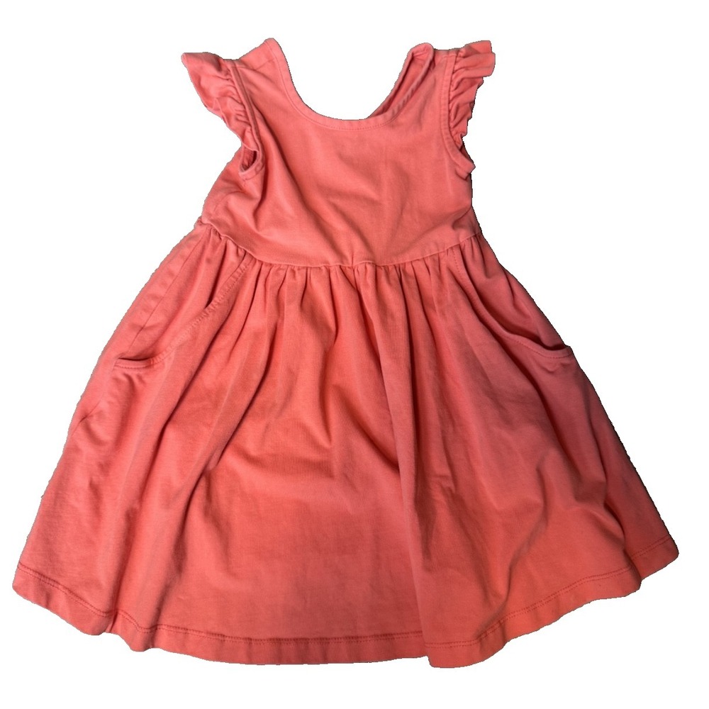 Hanna Andersson Short Sleeve Orange Dress Sz 3T 100%‎ Cotton W/Pockets Darling!